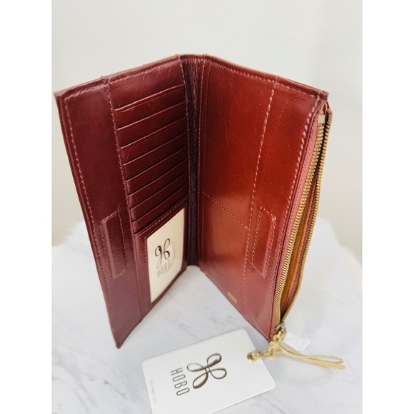 Hobo Jill Large Bifold Polished Leather Wallet, Chocolate Brown, NWT - Picture 9 of 10